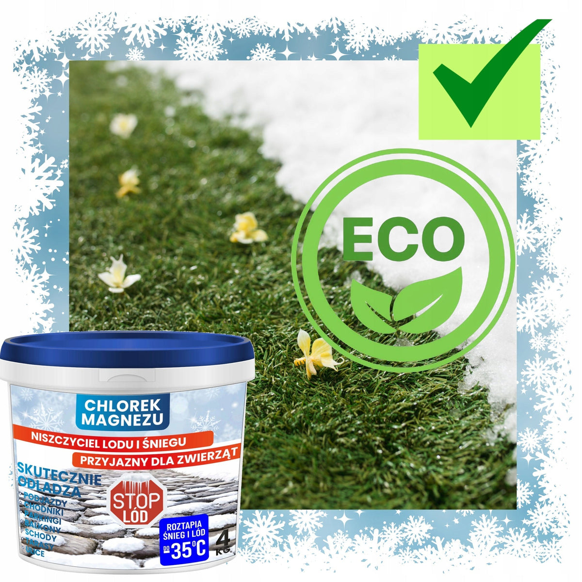 CHLORURE DE MAGNÉSIUM 4 KG – destructeur de glace, meilleur que le sel de déneigement et sans danger pour les animaux !